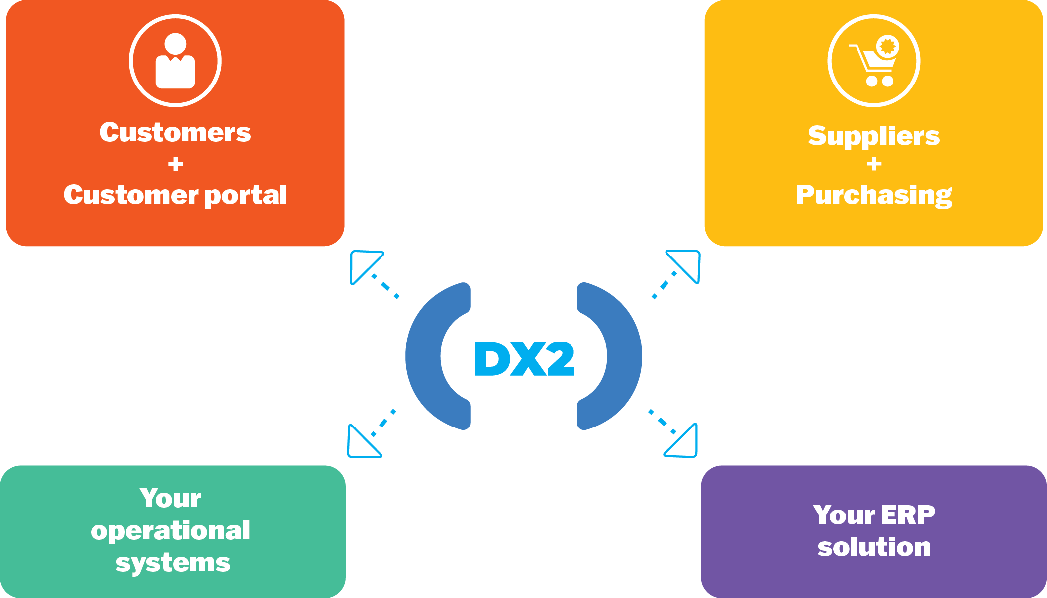 DX2 ERP Solution Illustration blue text